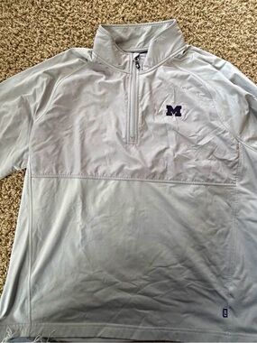 Cutter & Buck Light Gray Quarter-Zip Pullover with Navy 'M' Logo